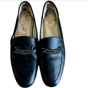Sam Edelman Lorenzo Chain Loafer Flats Leather Sz 7.5 Black #119C